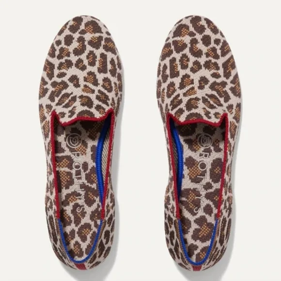 Rothys 10 Mocha Spot Leopard Print Loafers Slip On Shoes - Picture 1 of 10